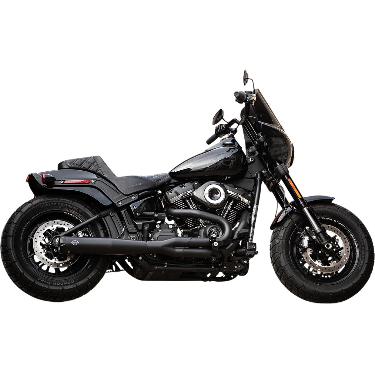 S&S Cycle 2 Into 1 Exhaust in Black Finish For 2018-2023 Softail Models