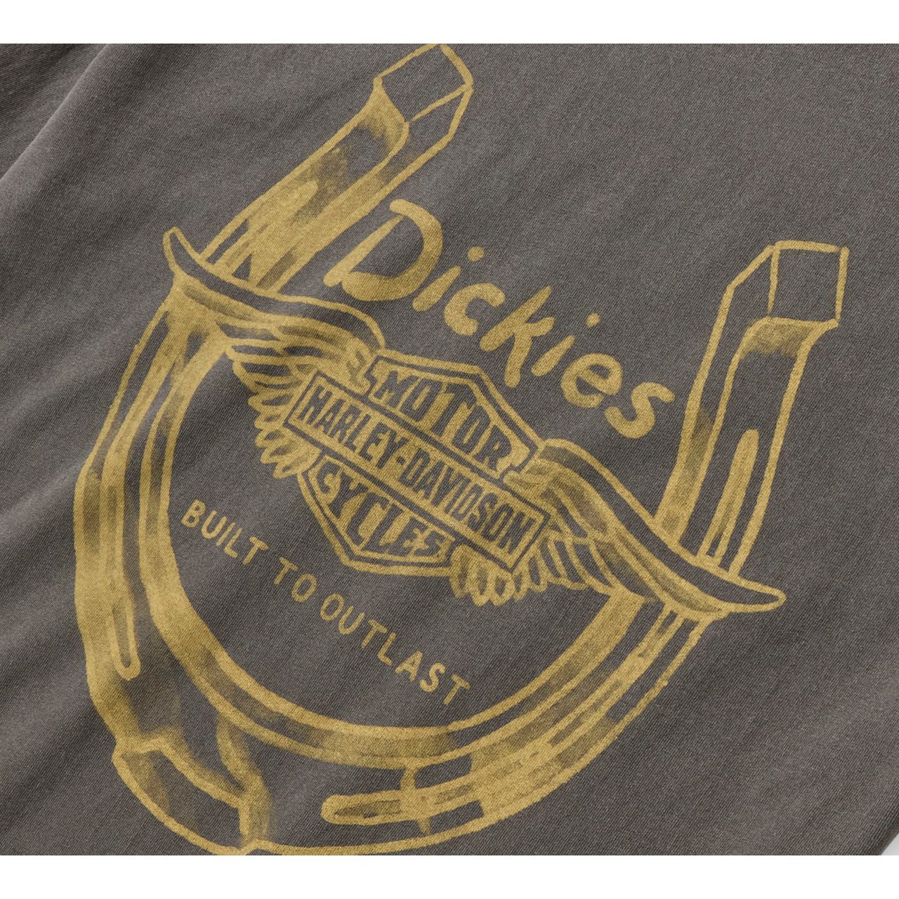 Dickies X H-D® Men's Winged Horseshoe Long Sleeve Tee - Washed Black