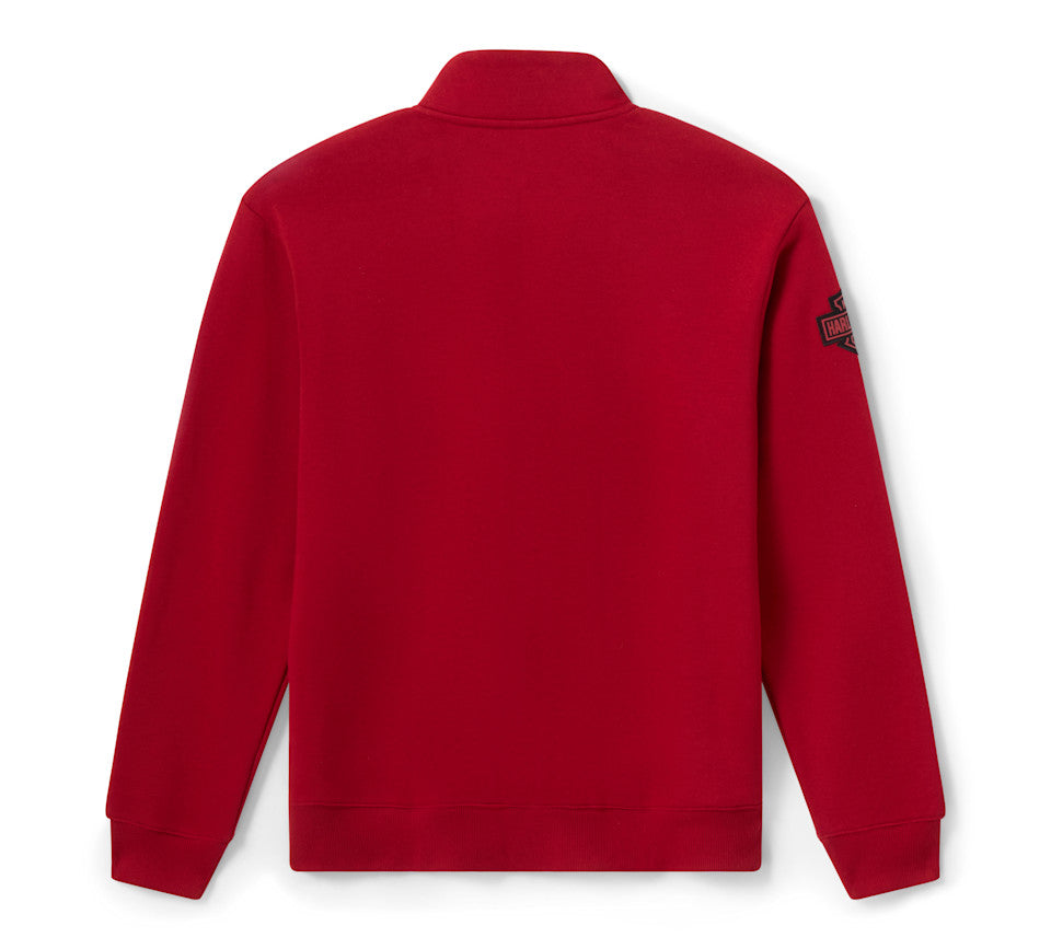 Harley-Davidson® Men's H-D Essential 1/4 Zip Pullover Fleece - Harley Deep Red