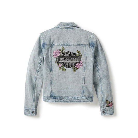 Harley-Davidson® Women's Rose & Thorn Bling Denim Jacket