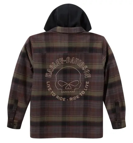 Harley-Davidson® Men's Shirt Jacket Willie G Dark Custom Hooded Grey/Black
