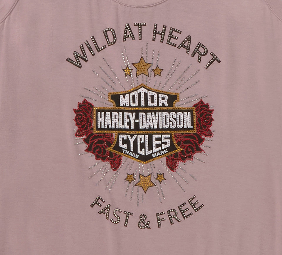 Harley-Davidson® Women's Bling Iron Rose Tank - Dusty Mauve