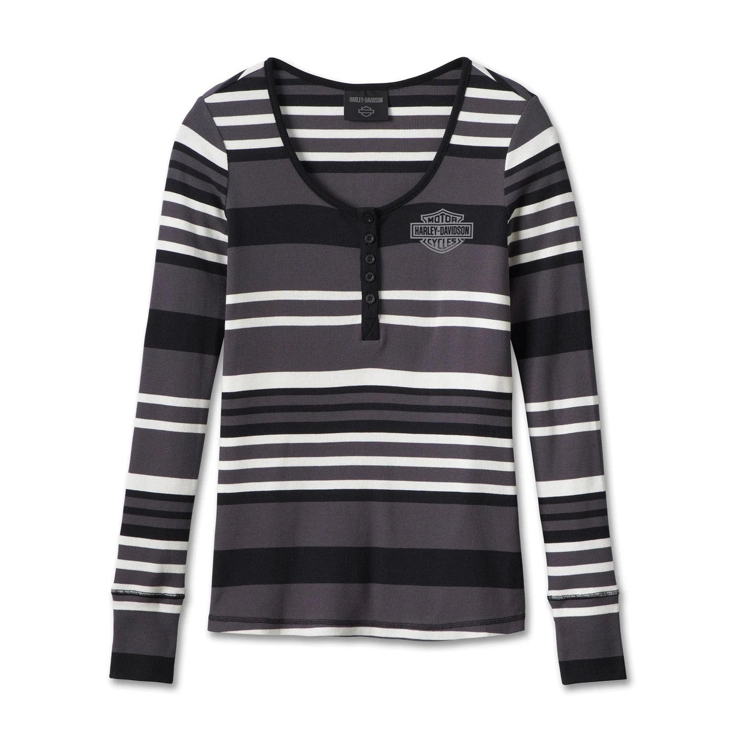 Harley-Davidson® Women's Forever Fierce Stripe Henley - Black Beauty