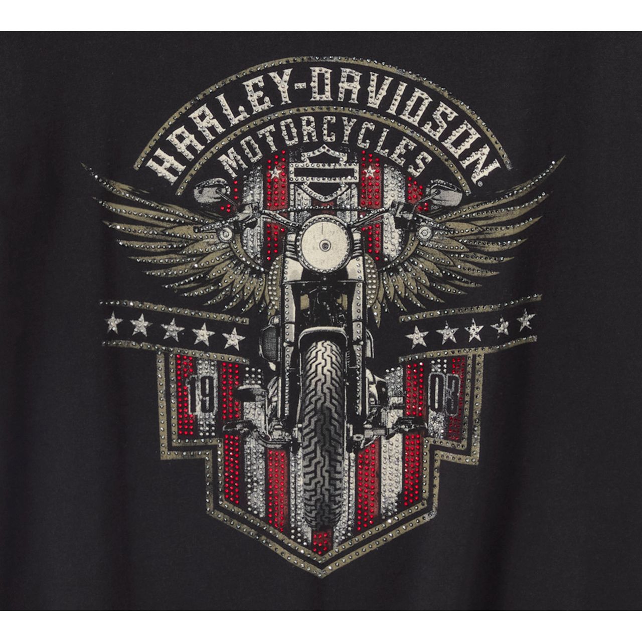 Harley-Davidson® Women's Bling Rally Rip & Repair Cold Shoulder V Neck Tee