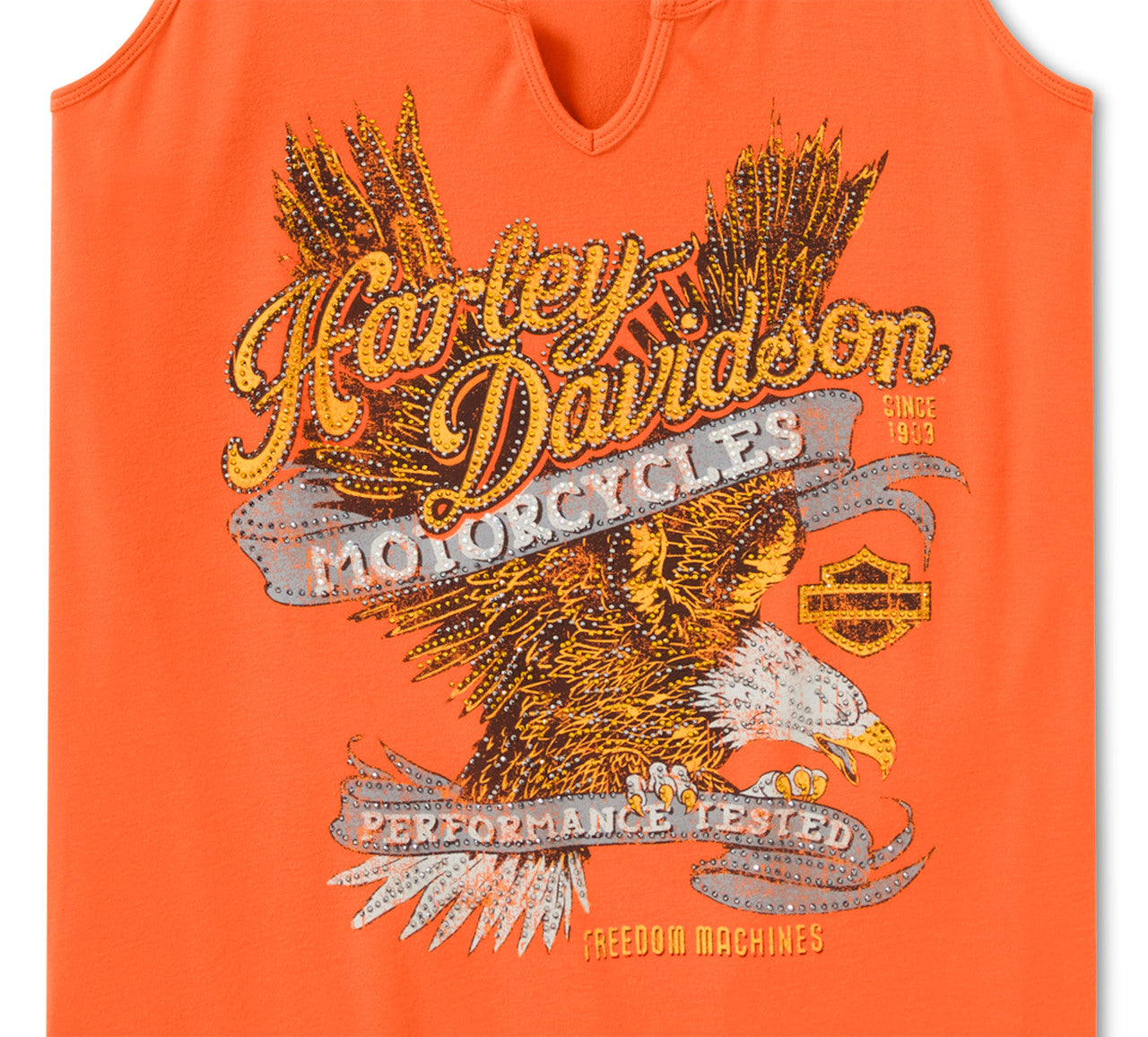 Harley-Davidson® Women's Bling Live to Ride Notch Neck Tank - Harley Orange