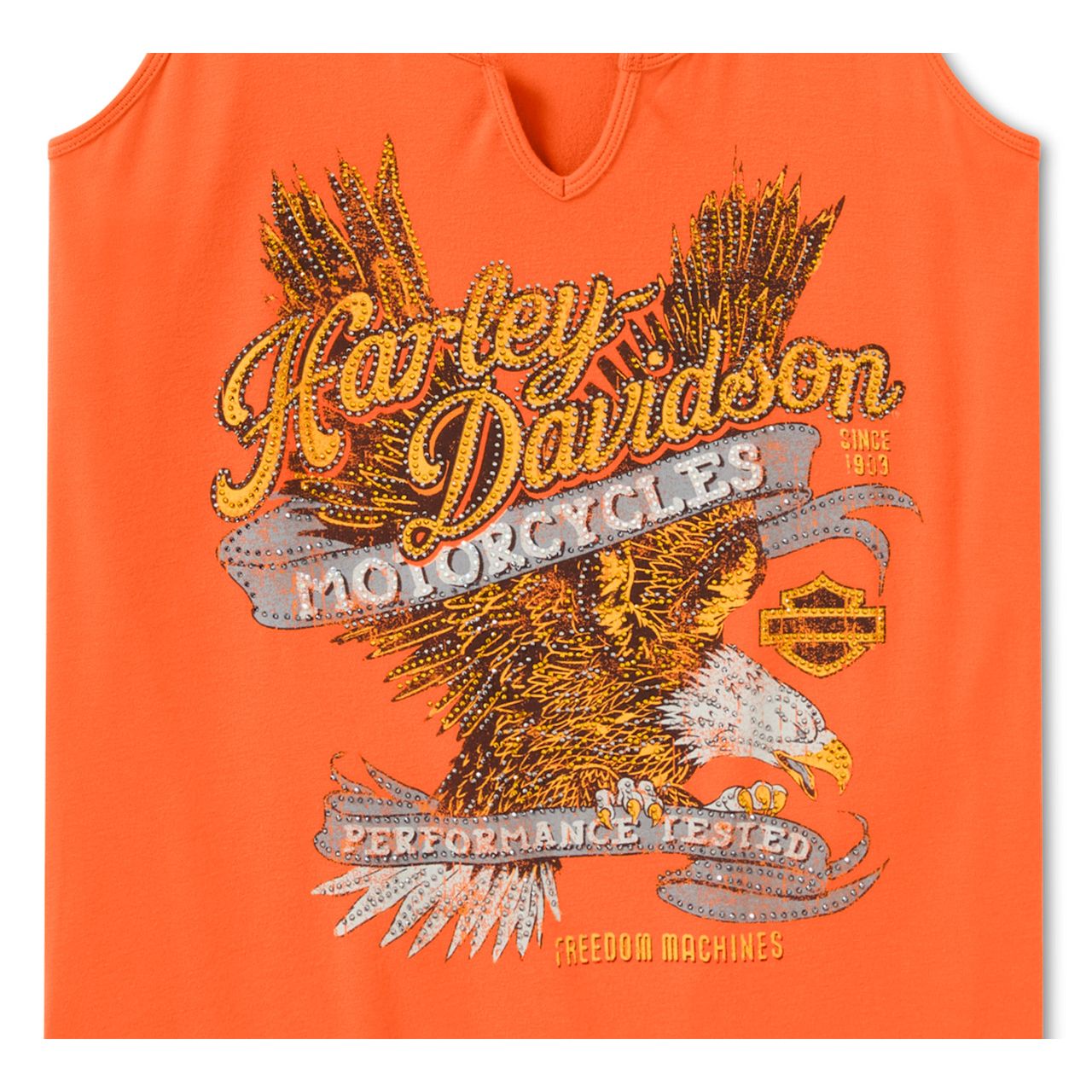 Harley-Davidson® Women's Bling Live to Ride Notch Neck Tank - Harley Orange