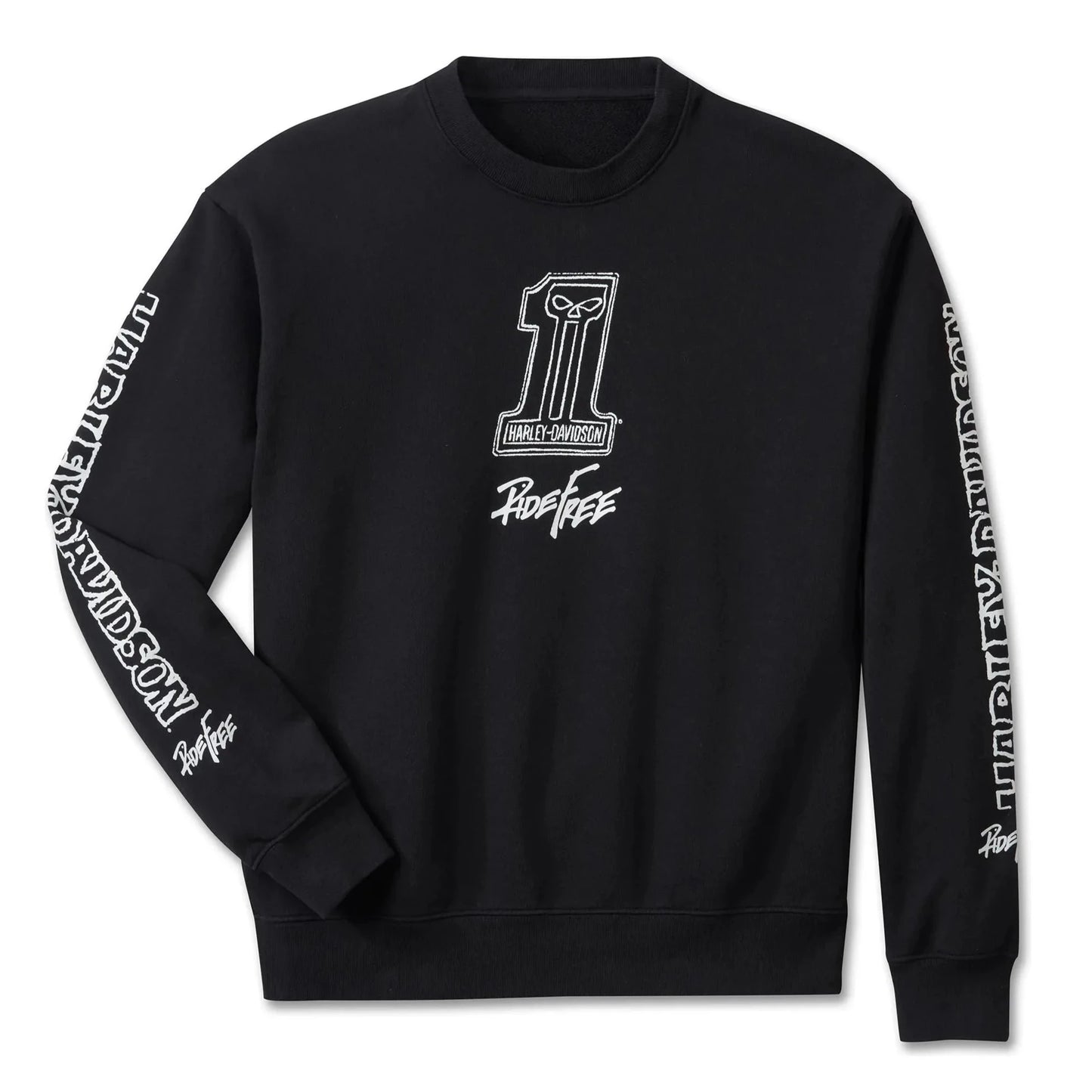 Harley-Davidson® Willie G #1 Skull Sketch Crewneck Sweatshirt - True Black
