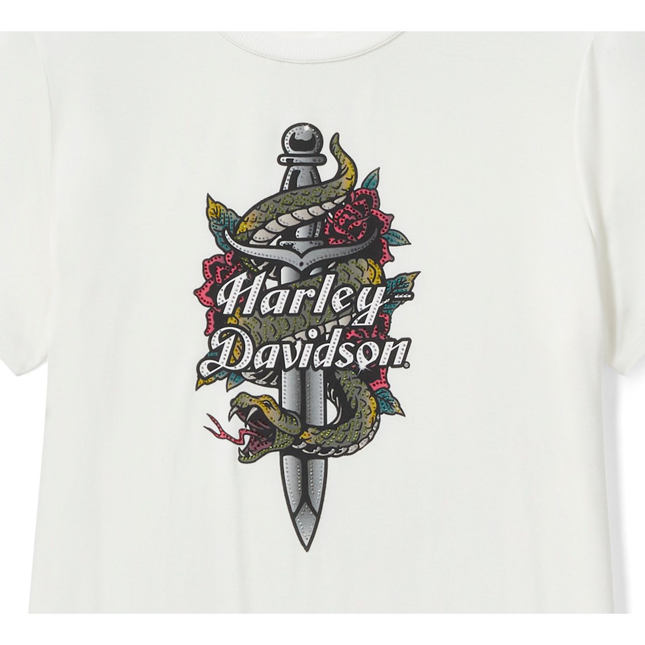Harley-Davidson® Women's Serpent Rose Bling Crew Neck Tee