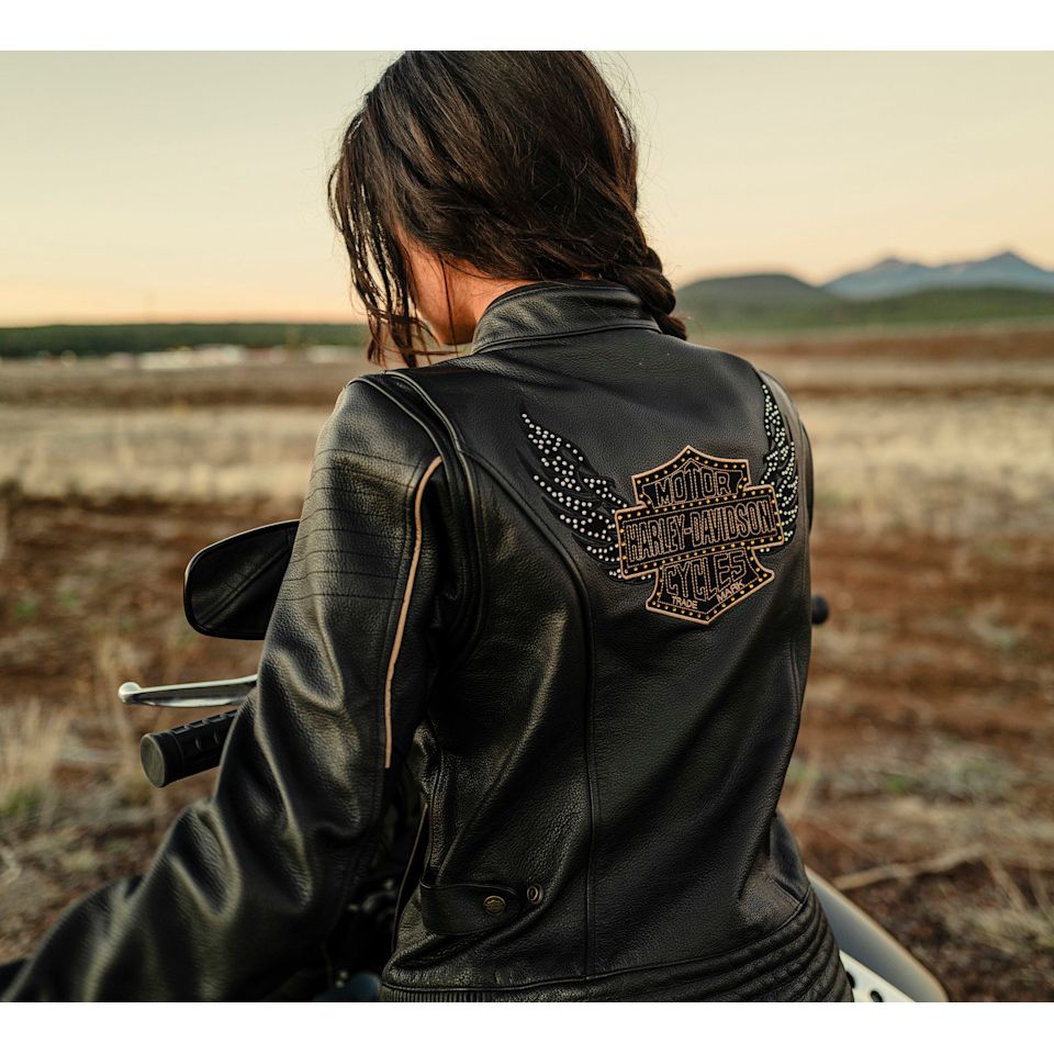 Harley-Davidson® Women's Winged Bling Leather Riding Jacket