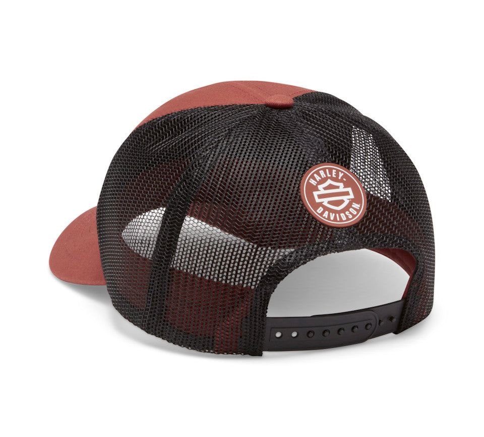 Harley-Davidson® Men's Logo Colorblock Adjustable Trucker Cap - Barn Red