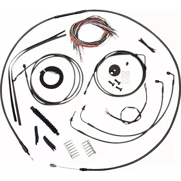 LA CHOPPERS Complete Midnight Braided Handlebar Cable/Brake Line Kit 8"