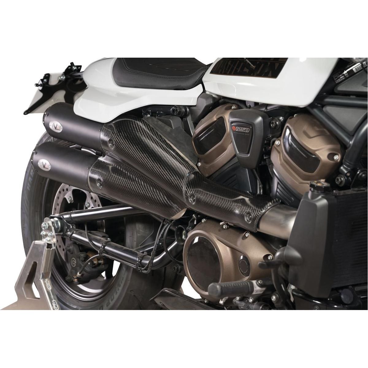 Harley-Davidson® V-PERFORMANCE 2 in 2 Sportster S Muffler Set Endcap Tracker Carbon Black Ceramic Coated