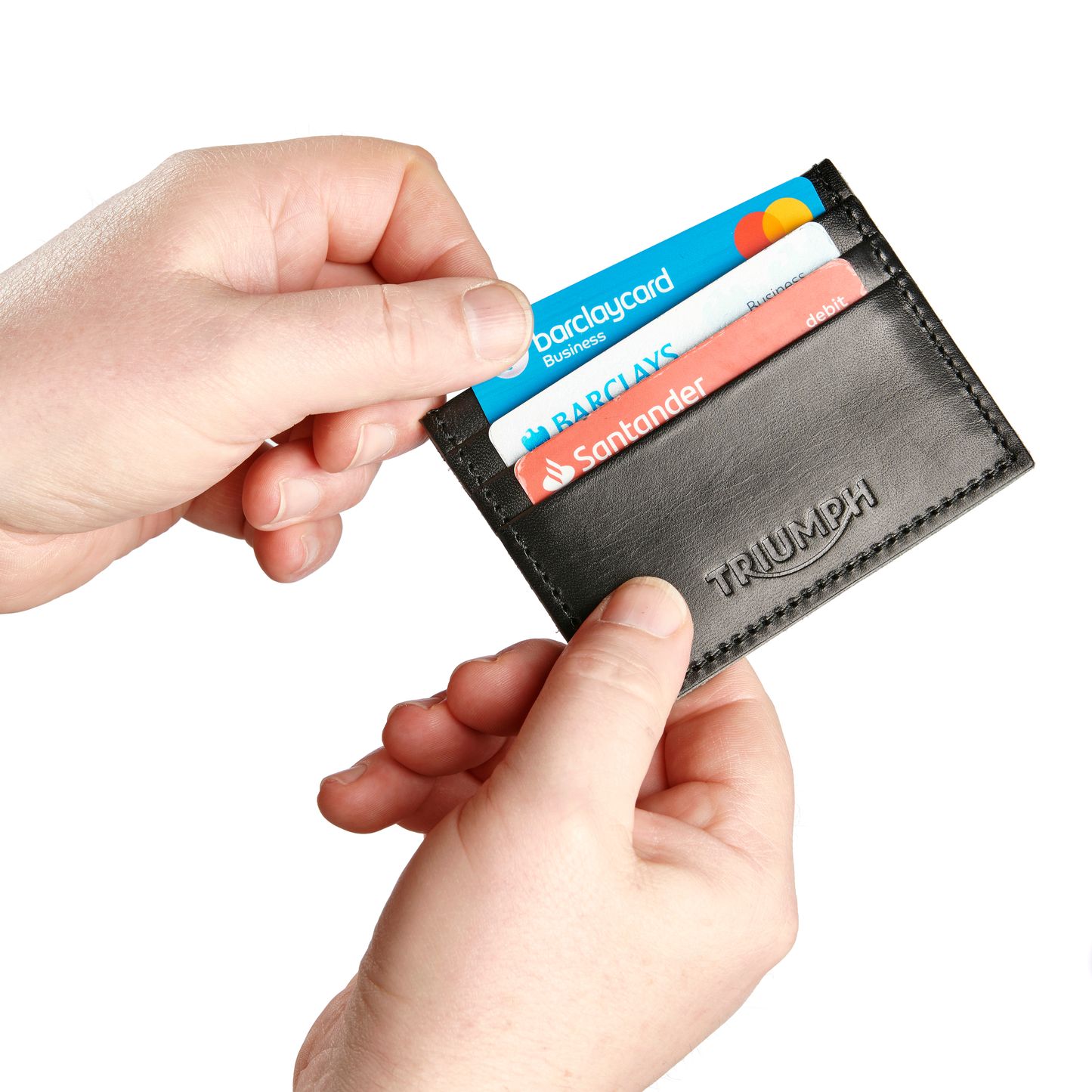 Triumph Black Leather Card Holder