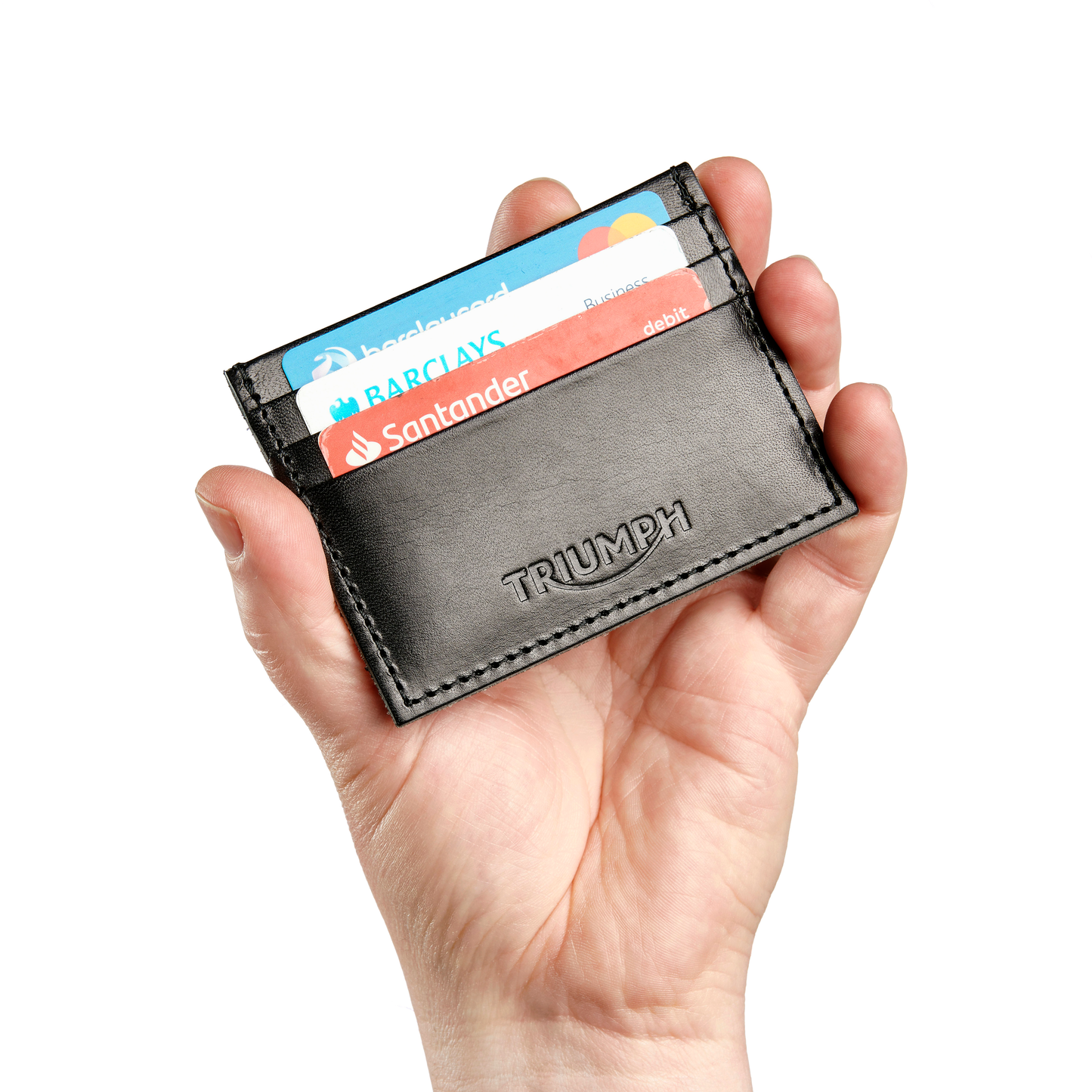 Triumph Black Leather Card Holder