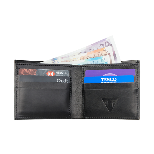 Triumph Black Leather Folding Card Holder