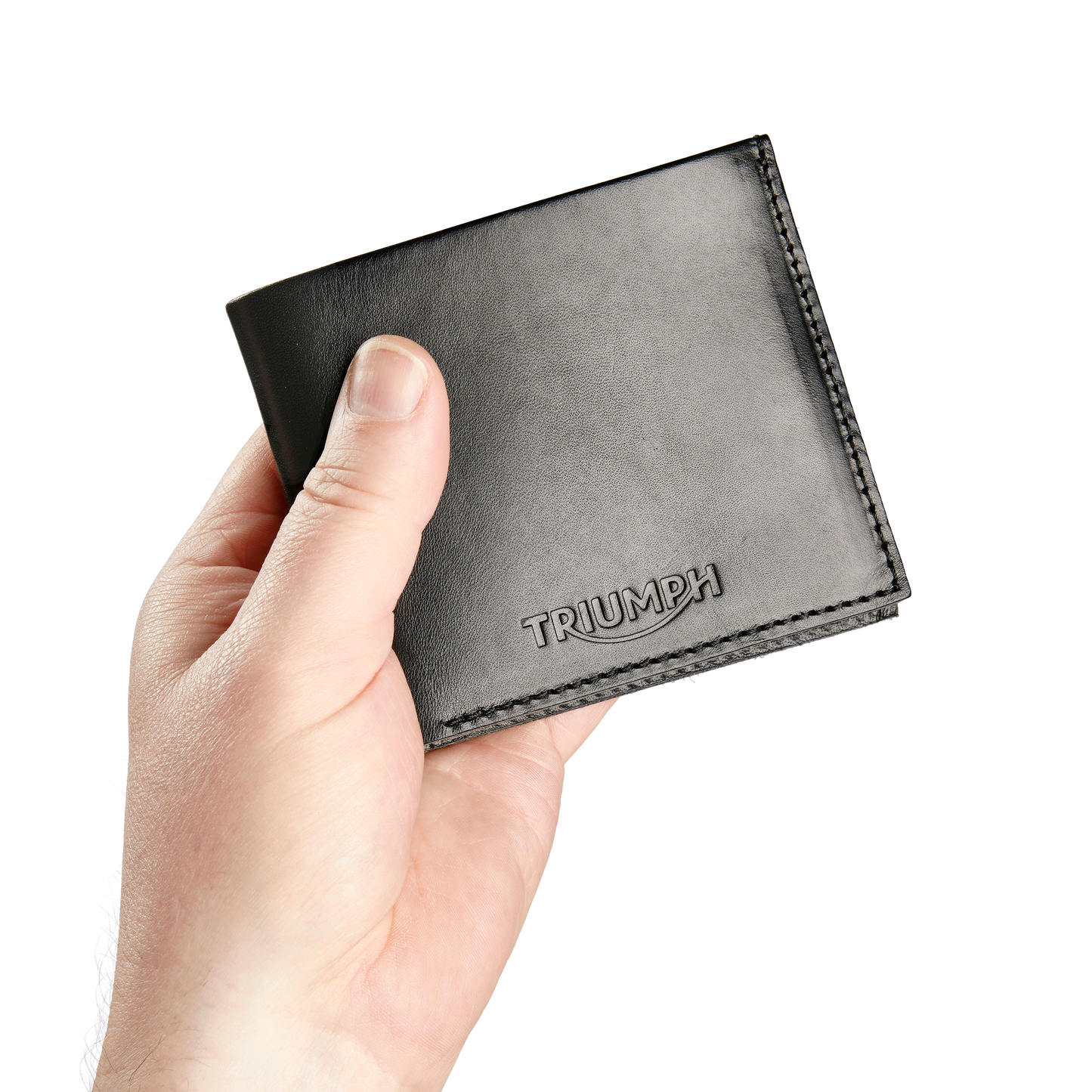 Triumph Black Leather Folding Card Holder