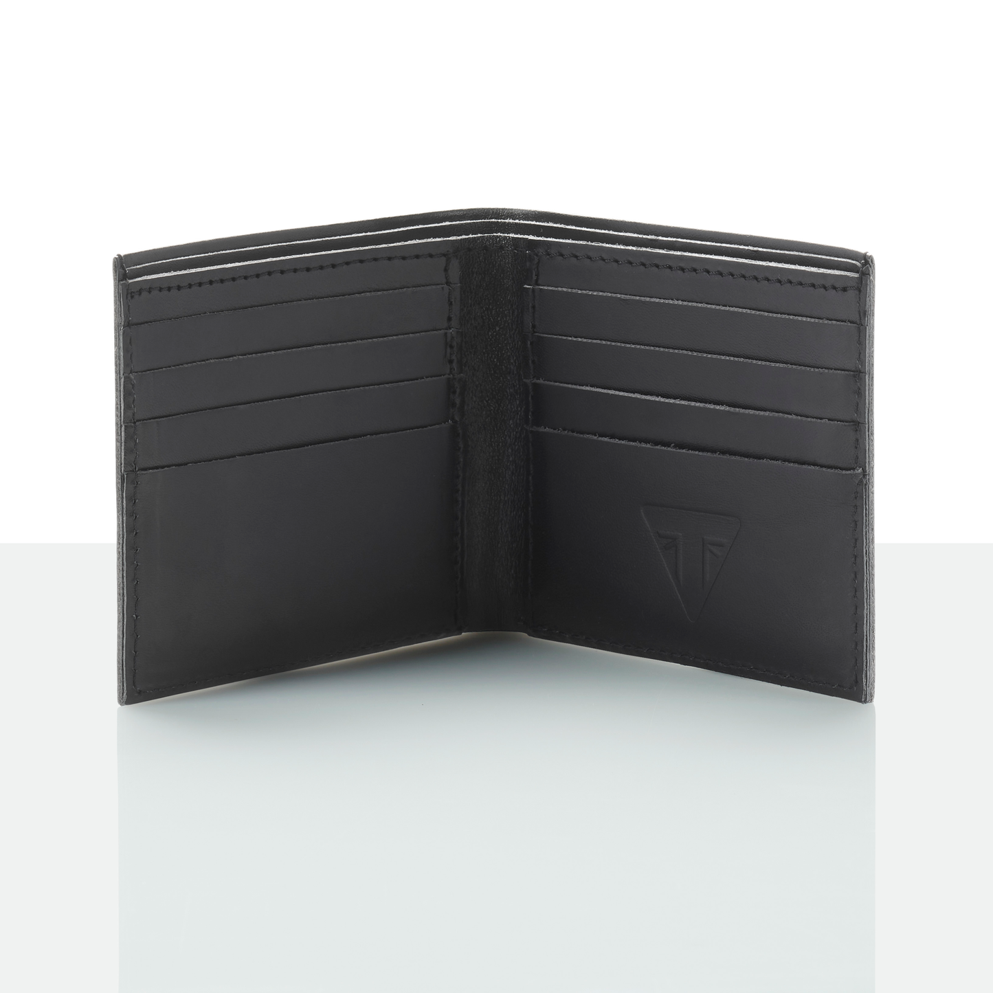 Triumph Black Leather Folding Card Holder