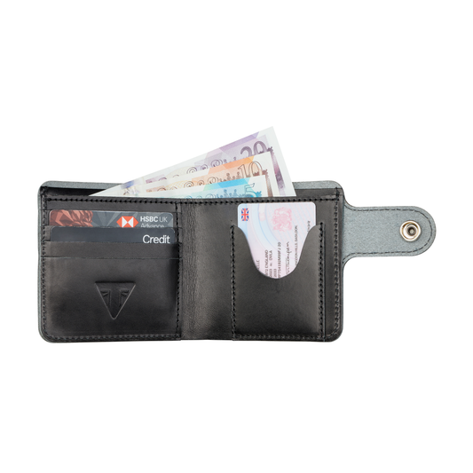 Triumph Black Leather Square Biker Wallet