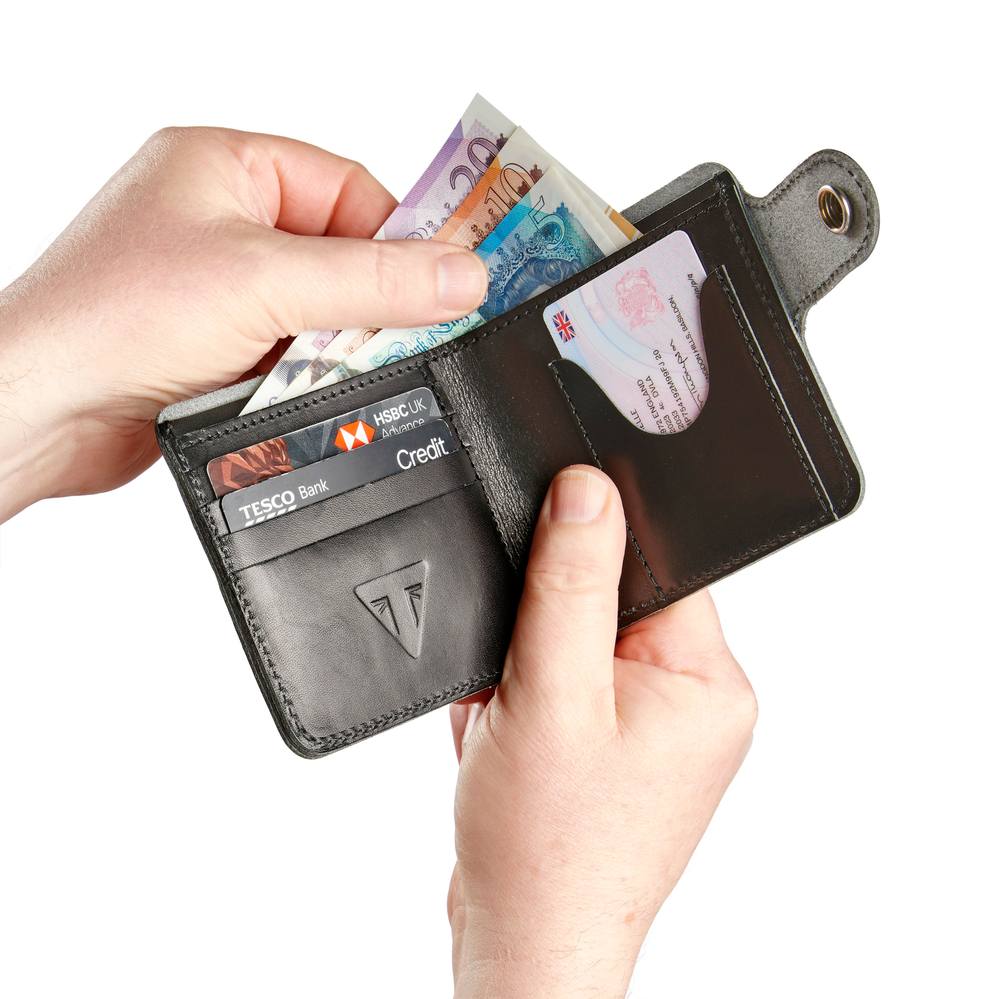 Triumph Black Leather Square Biker Wallet