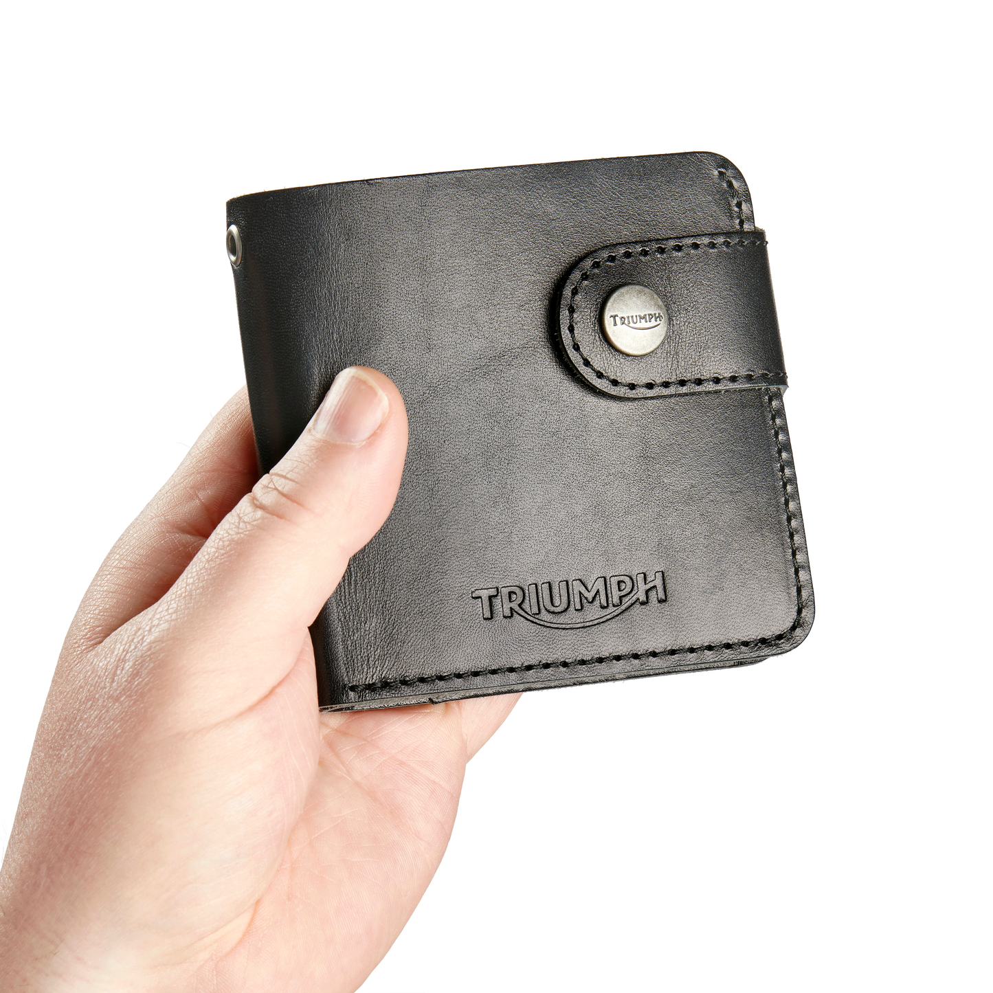 Triumph Black Leather Square Biker Wallet