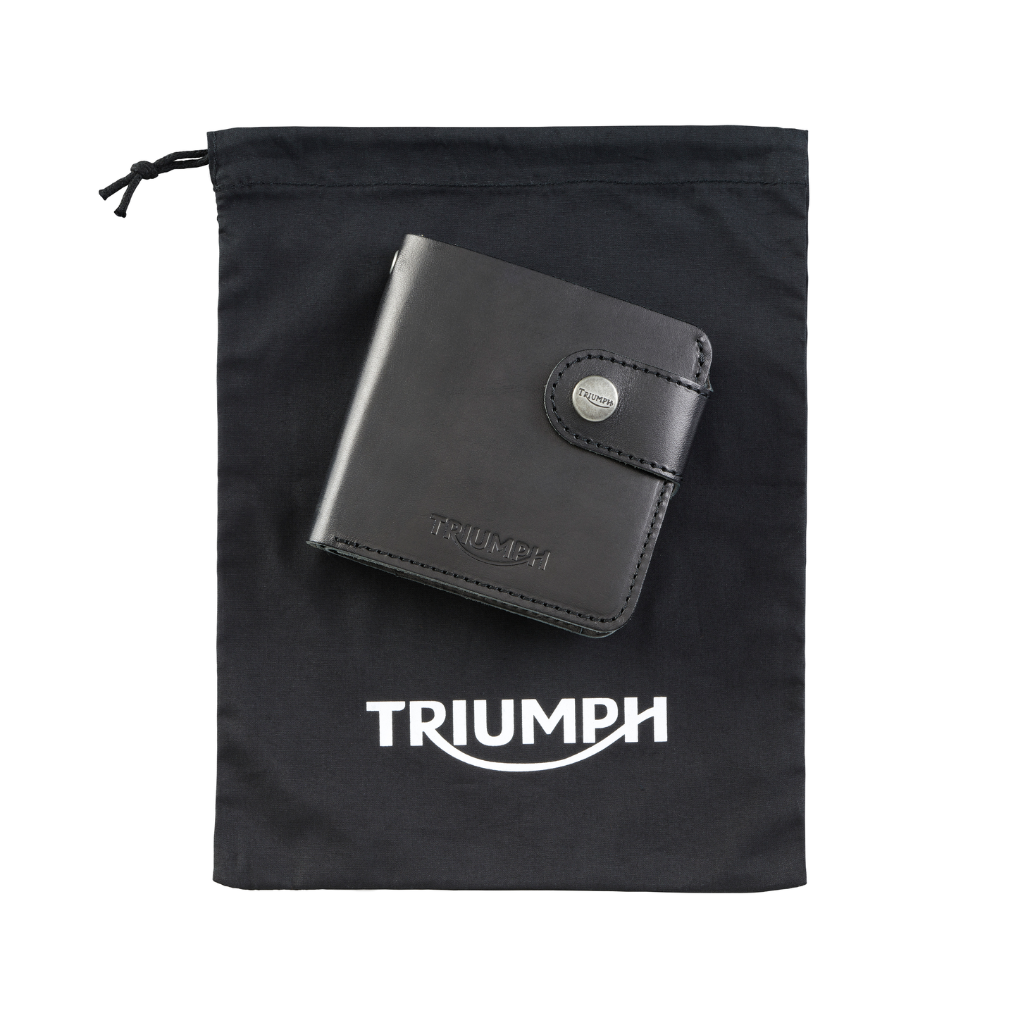 Triumph Black Leather Square Biker Wallet
