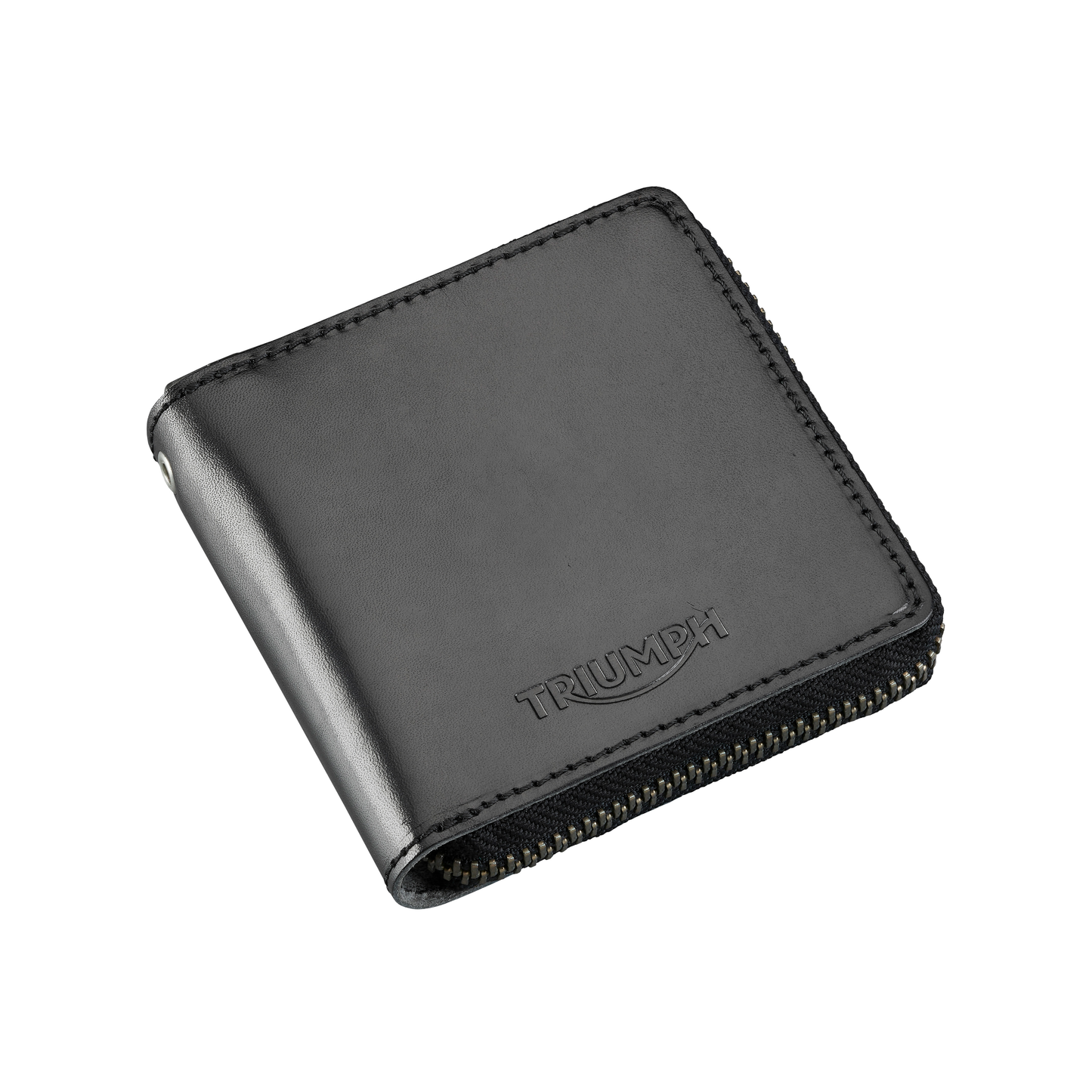 Triumph Black Leather Square Zip Wallet