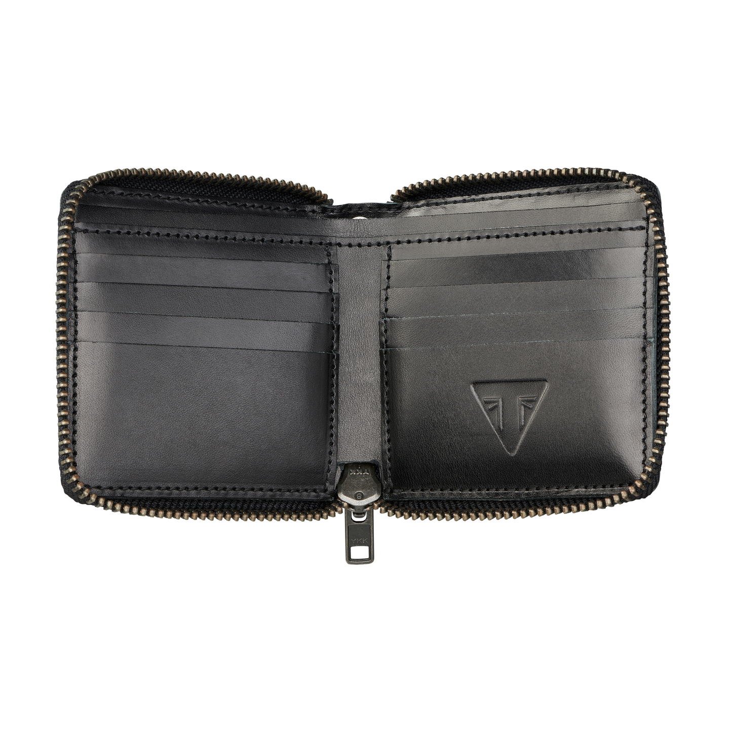 Triumph Black Leather Square Zip Wallet