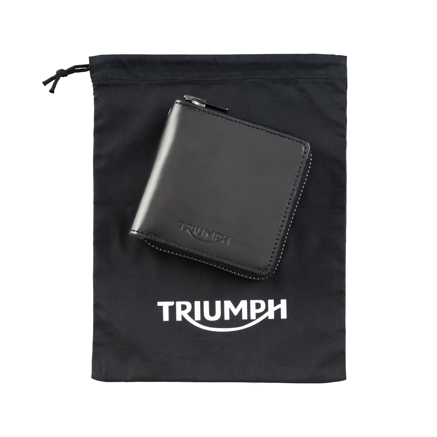 Triumph Black Leather Square Zip Wallet