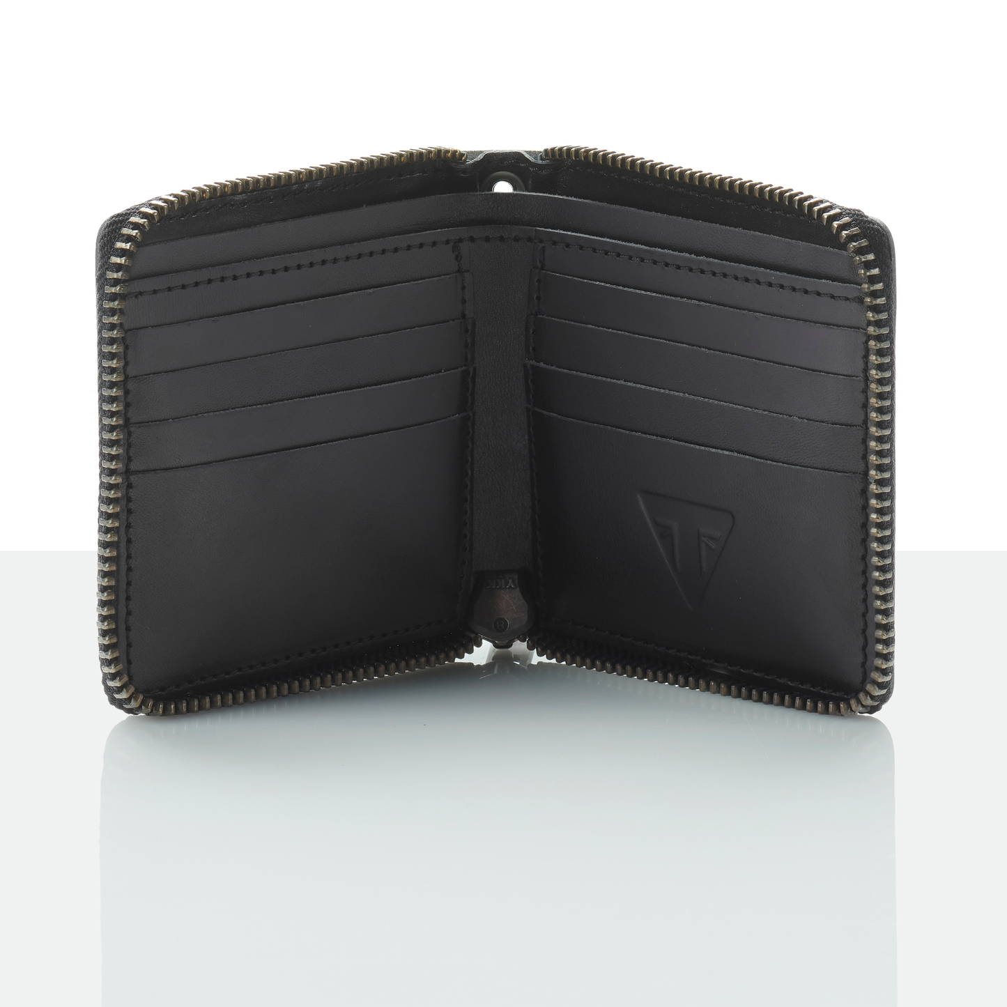 Triumph Black Leather Square Zip Wallet