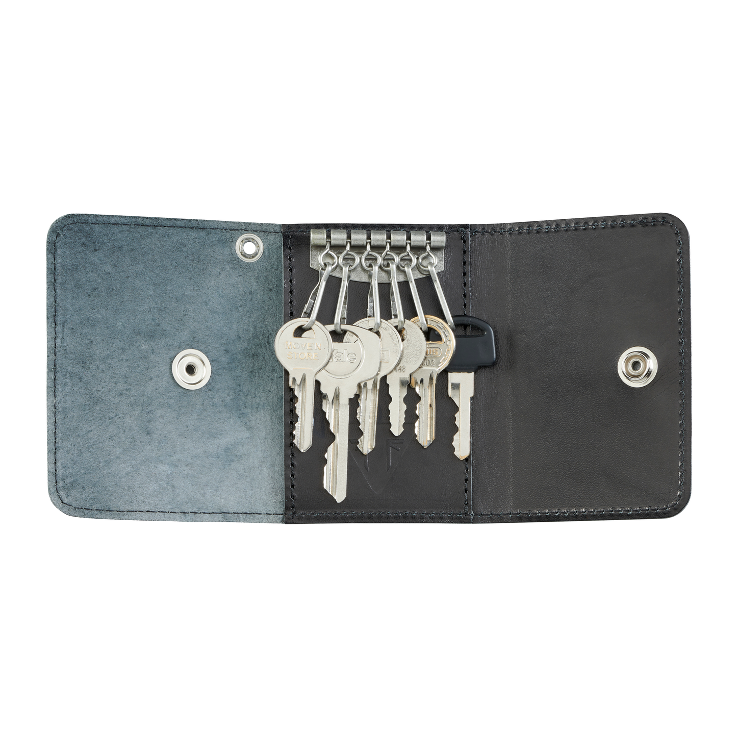 Triumph Black Leather Folding Key Holder - Premium Leather Key Organizer