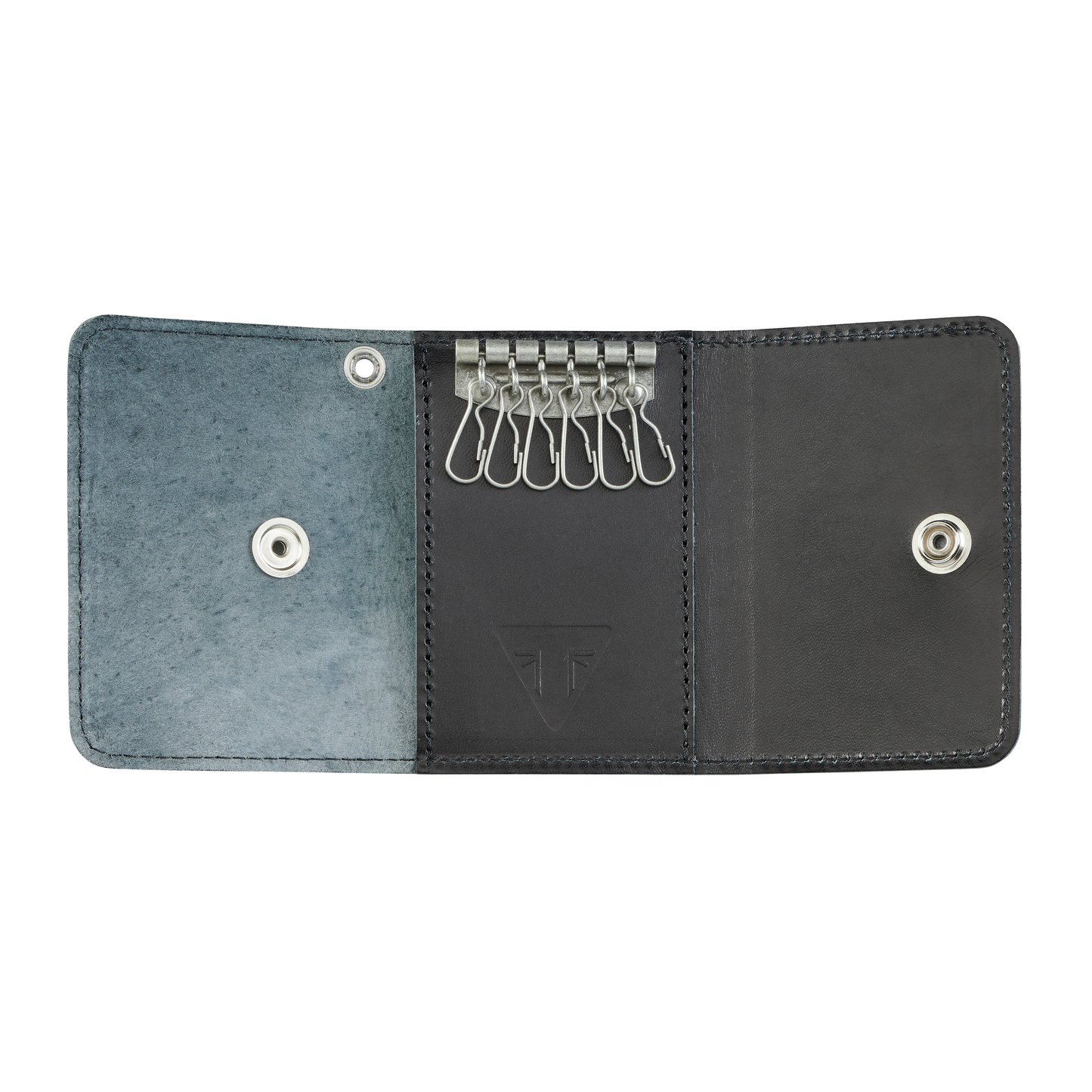 Triumph Black Leather Folding Key Holder - Premium Leather Key Organizer