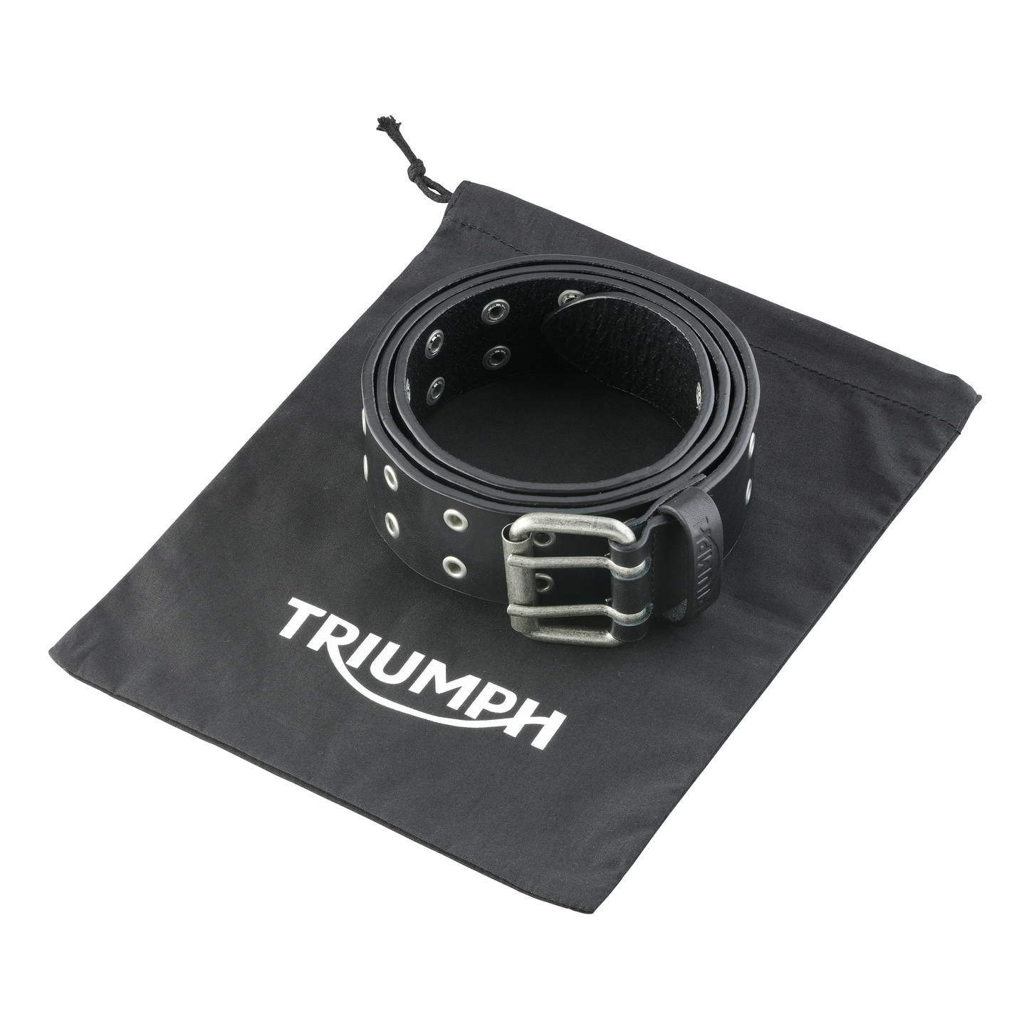 Triumph Black Leather Rivet Belt - Premium Men’s Motorcycle Belt