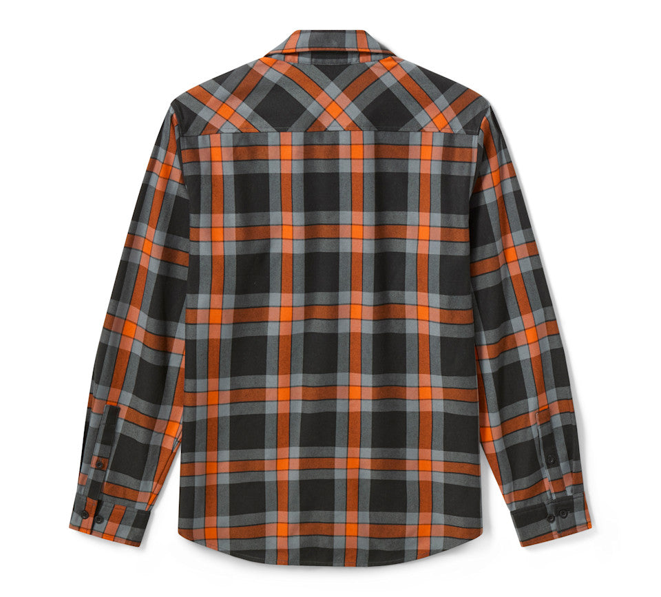 Men's H-D Standard Long Sleeve Plaid Shirt - Hawaiian Sunset & Harley Black