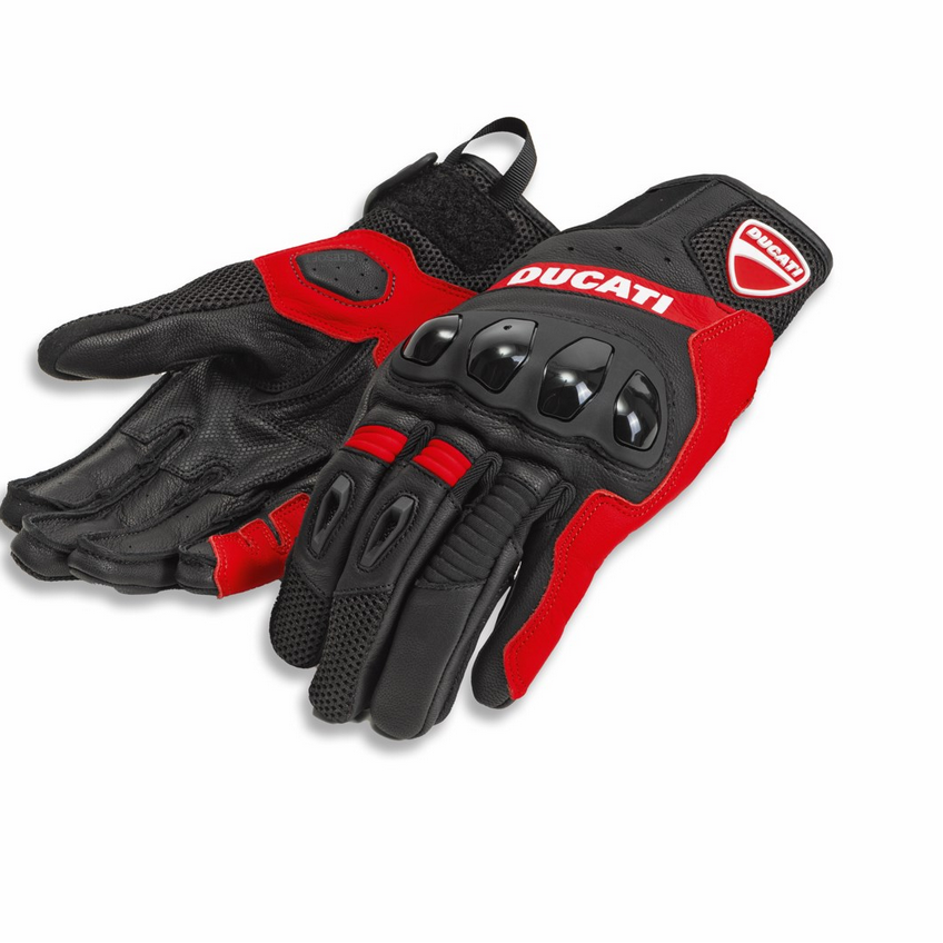 Ducati City C4 Fabric-Leather Gloves Black/Red