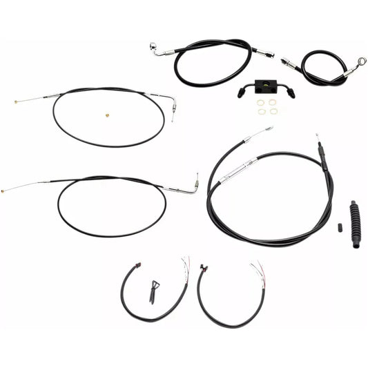 LA Choppers Complete Black Vinyl Braided Handlebar Cable/Brake Line Kit 12"-14" ape hangers