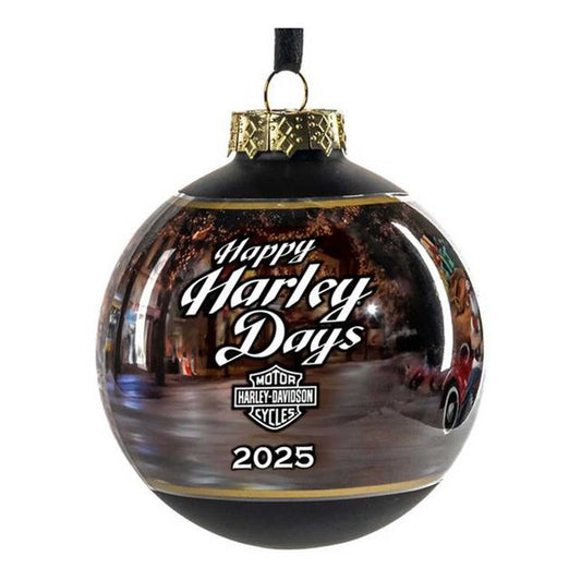 Harley-Davidson® 2025 Biker Santa Glass Ball Christmas Tree Ornament