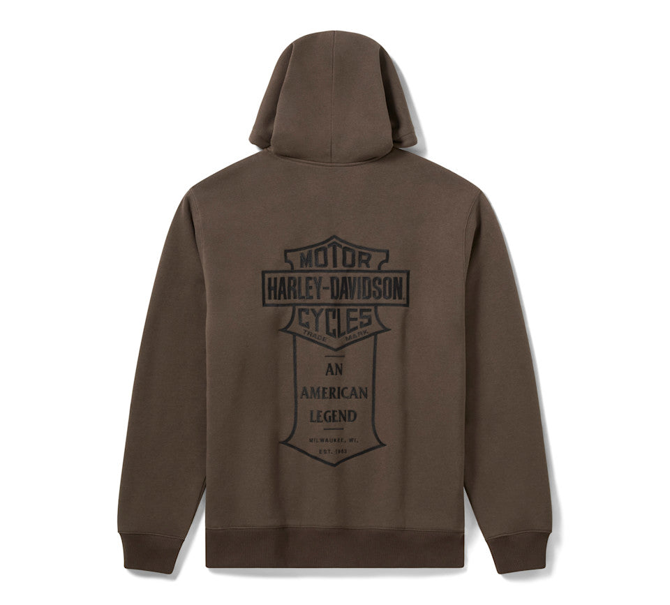 Harley Davidsons® Men's American Classic Flannel Lined Zip Hoodie - Black Olive