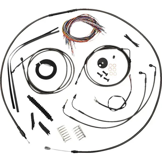 LA Choppers Complete Midnight Braided Handlebar Cable/Brake Line Kit Softail 2018+ 8" over