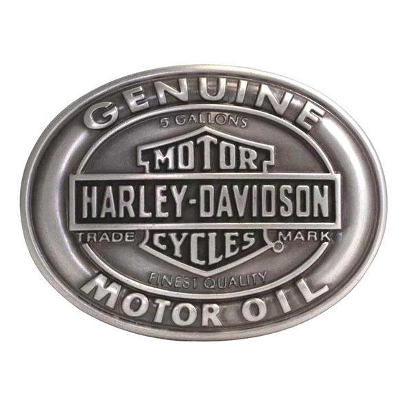 Harley-Davidson® Men's Genuine Motor Oil Belt Buckle, Antique Silver Finish