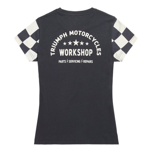 Triumph Marie Womens Checkerboard Sleeve T-Shirt - Black