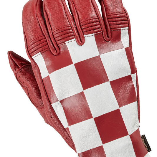 Triumph Checkerboard Leather Gloves Red & Bone