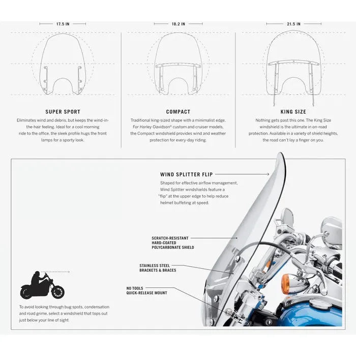 Harley-Davidson® Wind Splitter Quick-Release Compact 14 in. Windshield