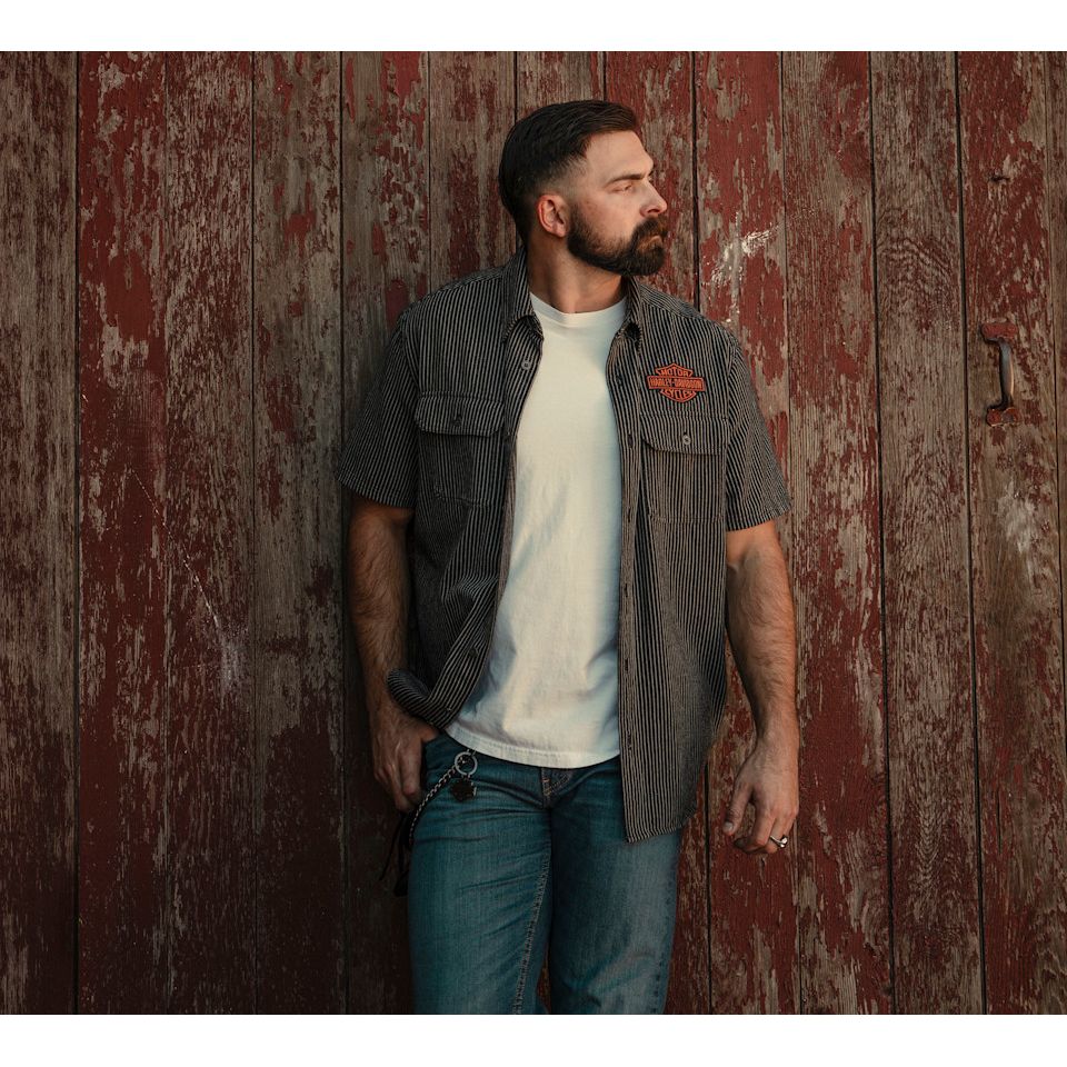 Harley Davidson® Men's Vintage Pinstripe Short Sleeve Shirt