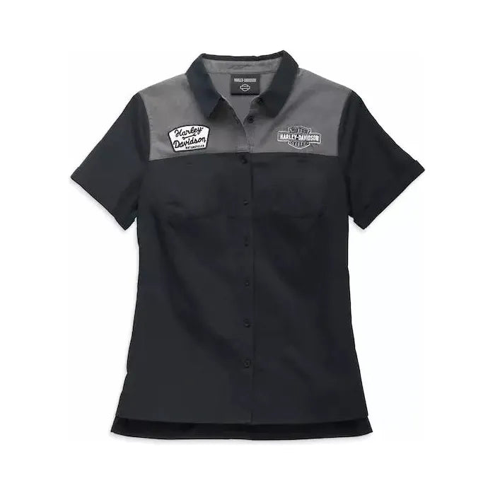 Harley-Davidson® Colorblocked - Black Beauty Women's Modern Mechanic Colorblock Shirt