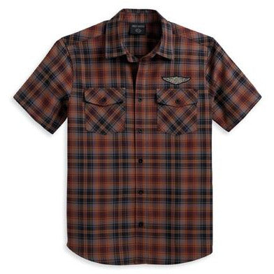 Harley-Davidson® Men's Flannel Red Woven Plaid Shirt