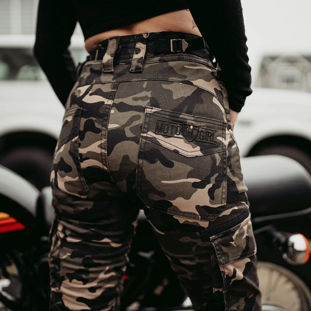 Motogirl® Lara Cargo Camo Trousers