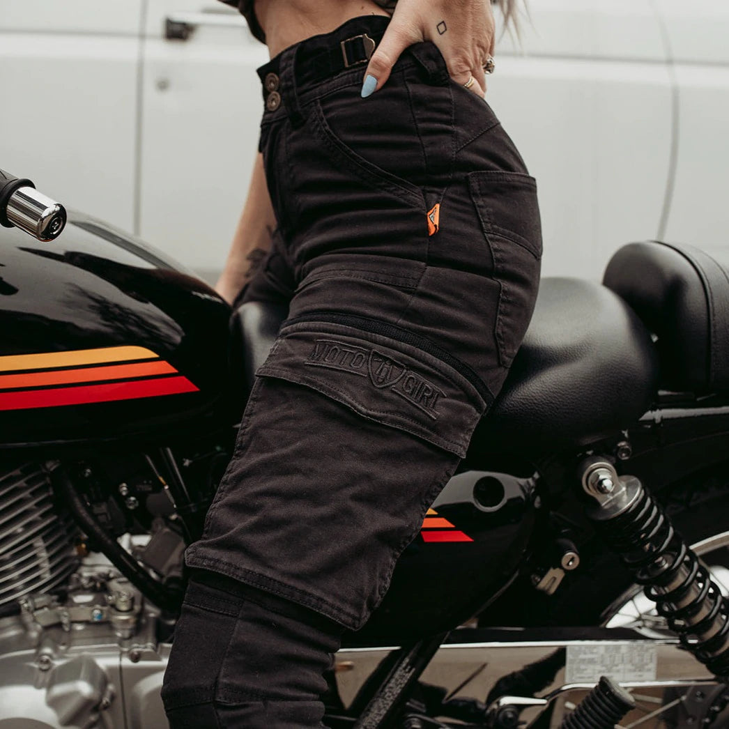 Motogirl® Lara Cargo Black Trousers