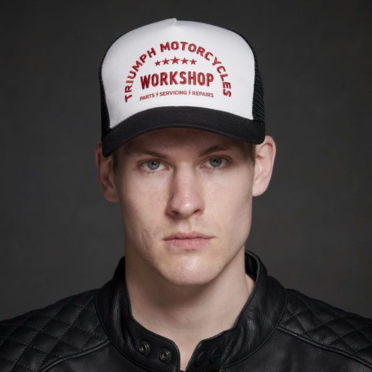 Triumph Workshop Trucker Cap in Bone & Black