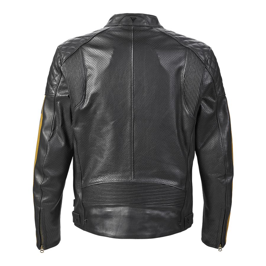 Triumph Braddan Air Racing Leather Jacket in Black and Gold