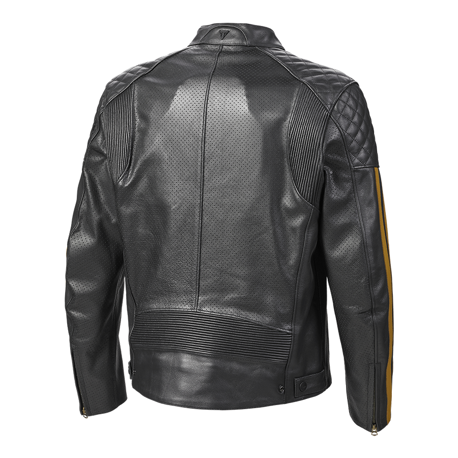 Triumph Braddan Air Racing Leather Jacket in Black and Gold